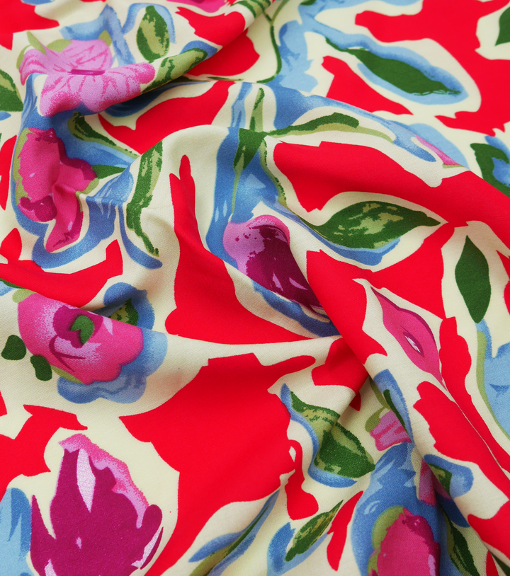 Printed Rayon $12.00p/m - Margot Red - The Fabric Shop