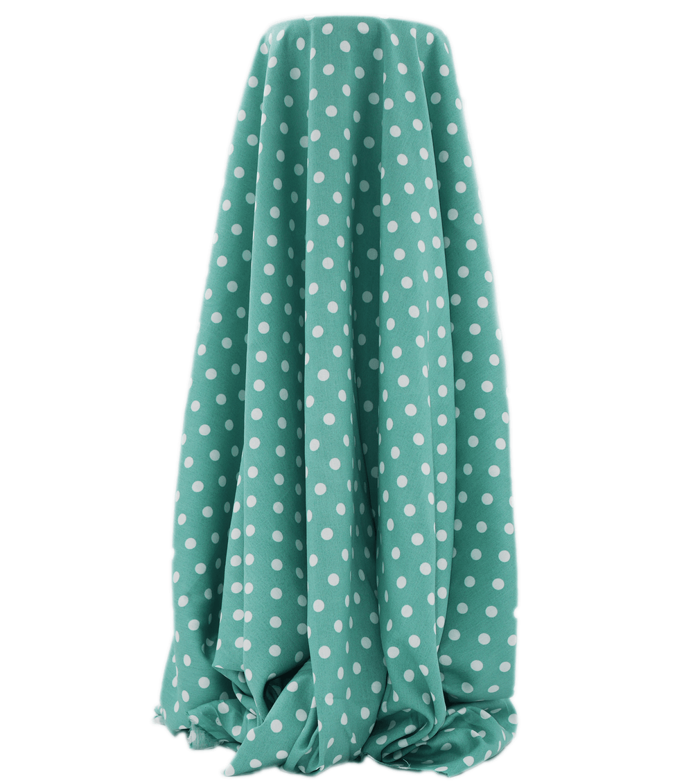 PRINTED RAYON $12.00P/M - Mint Polka - The Fabric Shop
