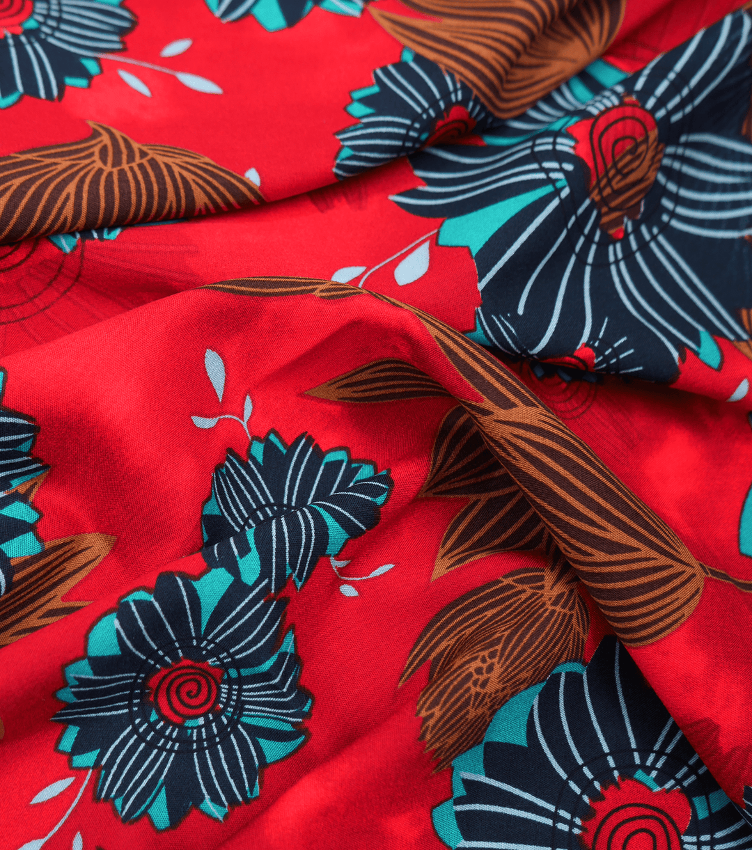 Printed Rayon $12.00p/m - Stevie Red - The Fabric Shop