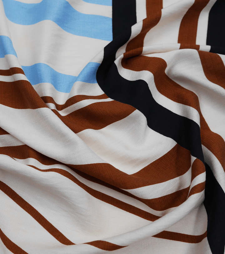 PRINTED RAYON/BAMBOO $16.00 P/M - Chestnut Sky Stripe - The Fabric Shop