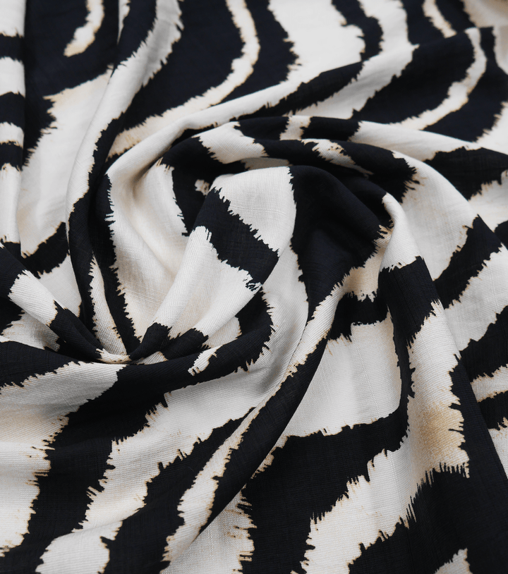 PRINTED RAYON/BAMBOO $16.00 P/M - Ivory Zebra - The Fabric Shop