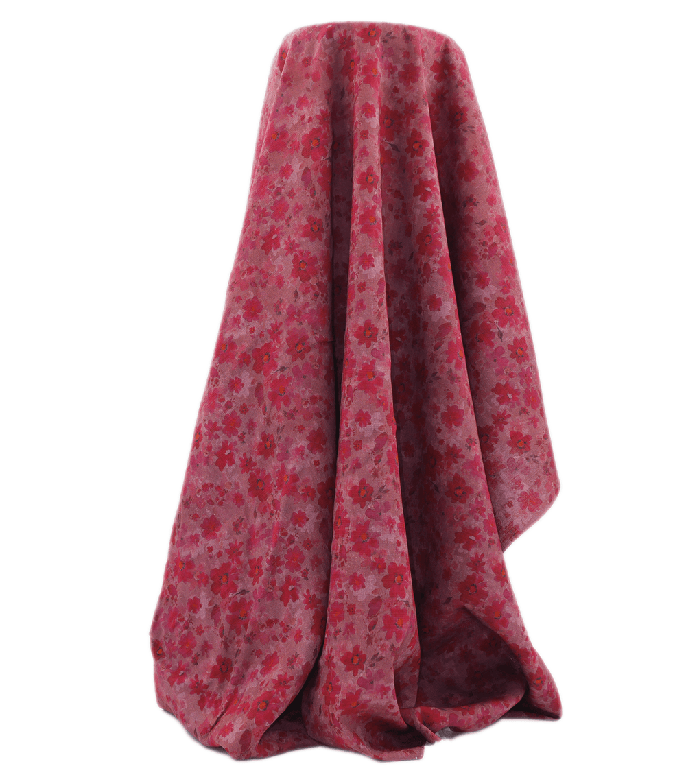 Printed Rayon/Cotton $16.00p/m - Raspberry Meadow - The Fabric Shop