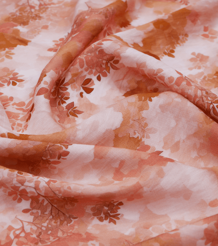 Printed Viscose Slub $16.00p/m - Apricot Garden - The Fabric Shop