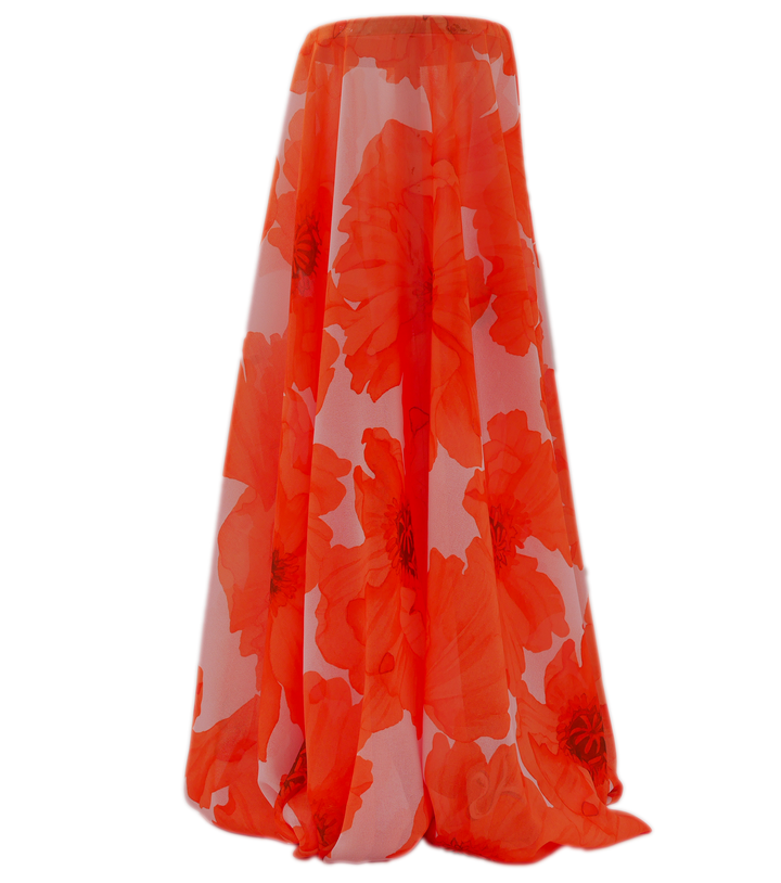 PRINTED POLYESTER $5.00P/M - Papaya Poppy