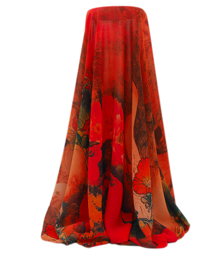 Printed Polyester $5.00p/m - Sunset Aviary