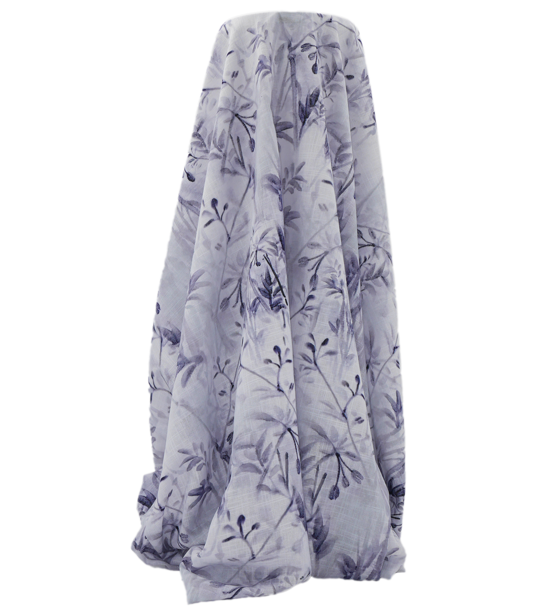 Printed Cotton Linen $16.00p/m - Lavender Mist Vine