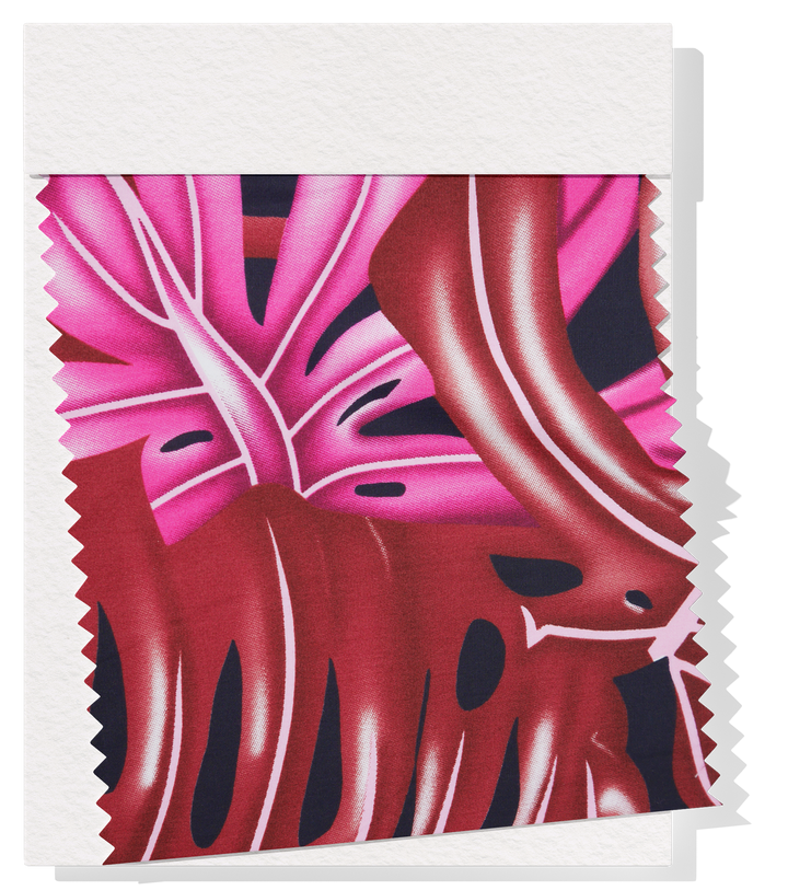Pacific Printed Rayon $10.00p/m - Design 9 Pink, Maroon & Black