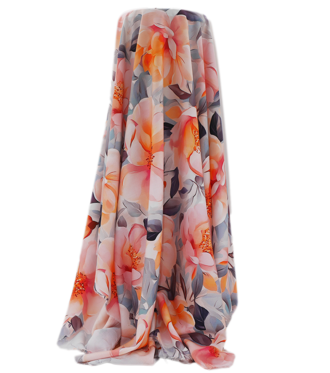 PRINTED RAYON $12.00P/M - Sunset Peony