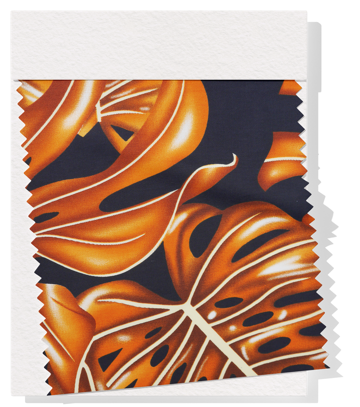 Pacific Printed Rayon $10.00p/m - Design 5 Orange & Black