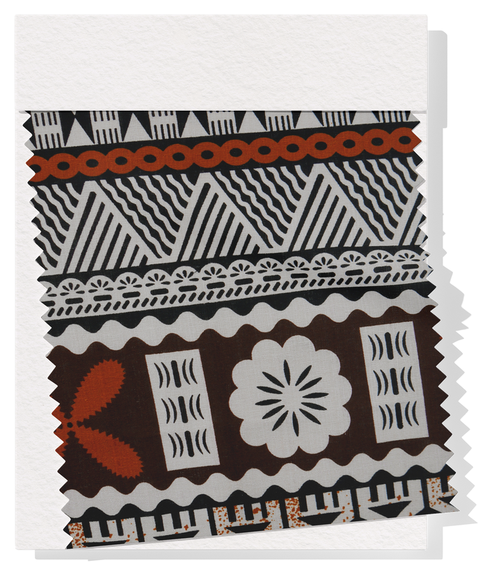 COTTON DOBBY PACIFIC FIJIAN PRINT $10.00P/M - Beige, Rust & COCOA (DESIGN B)