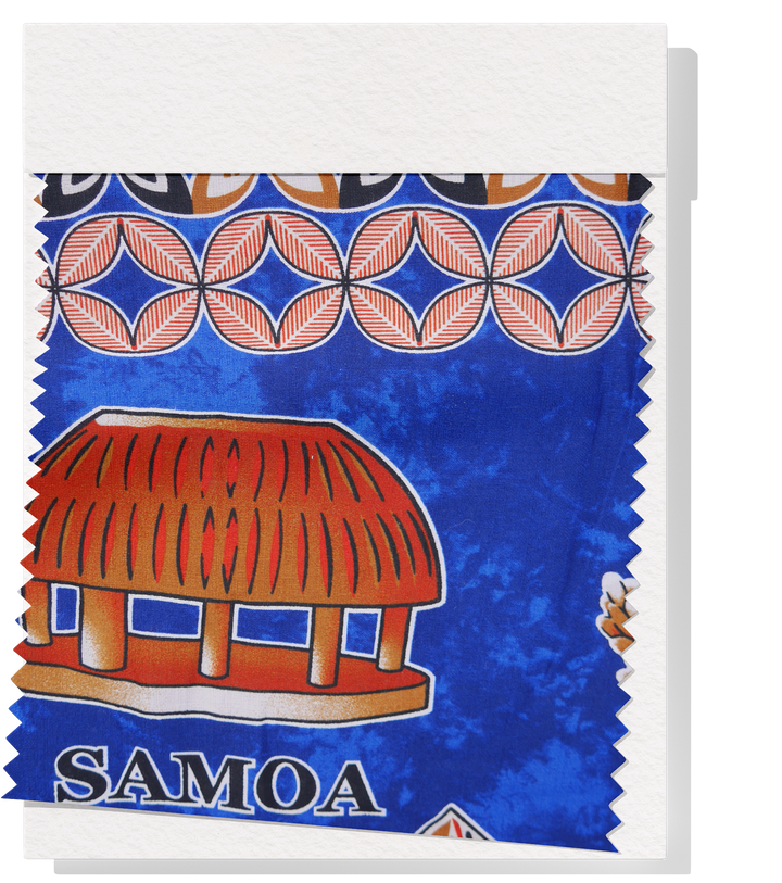 Cotton Dobby Pacific Samoan Print $10.00p/m - Royal