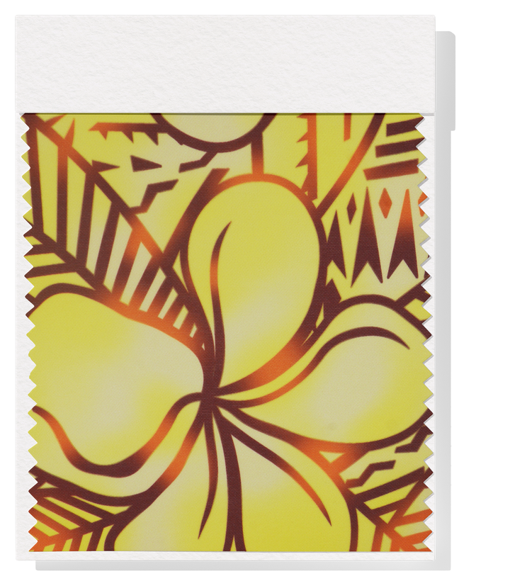 Stretch Polyester Pacific Print $12.00p/m Design B   Yellow & Brown