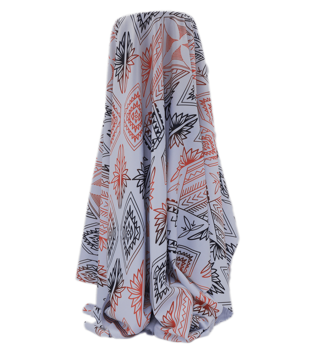 STRETCH POLYESTER PACIFIC PRINT $12.00P/M - The Fabric Shop