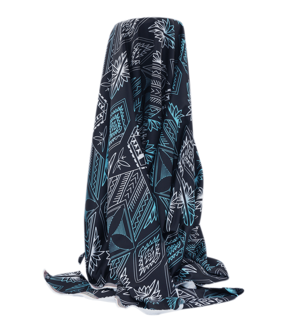 STRETCH POLYESTER PACIFIC PRINT $12.00P/M - The Fabric Shop
