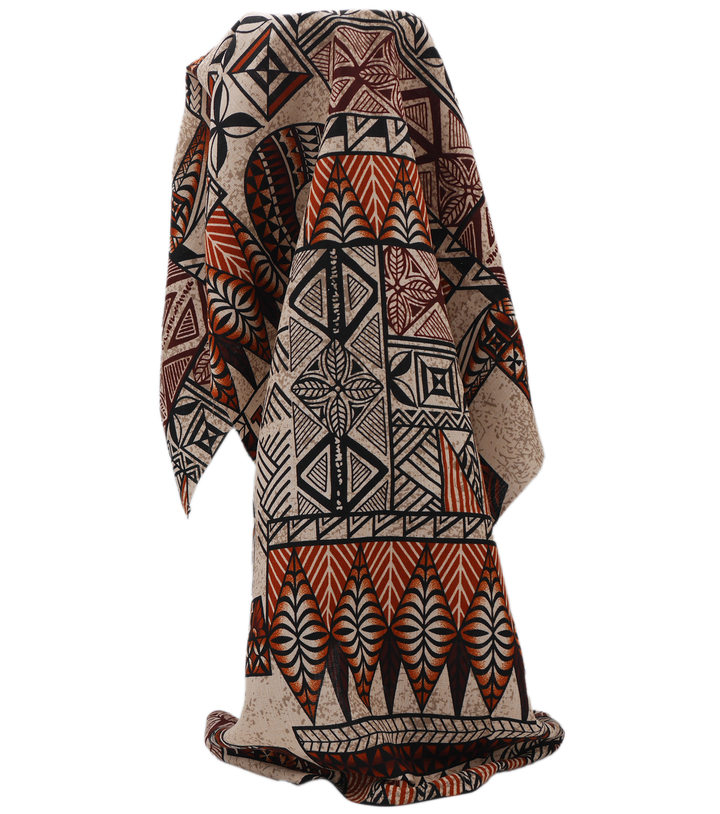 Cotton Dobby Pacific Tongan Print $10.00p/m - Design #3   Brown