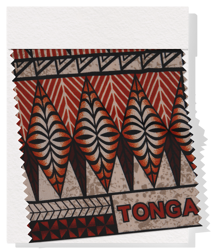 Cotton Dobby Pacific Tongan Print $10.00p/m - Design #3   Brown