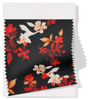 Printed Polyester $10.00p/m Black & Red Floral (Online Only)