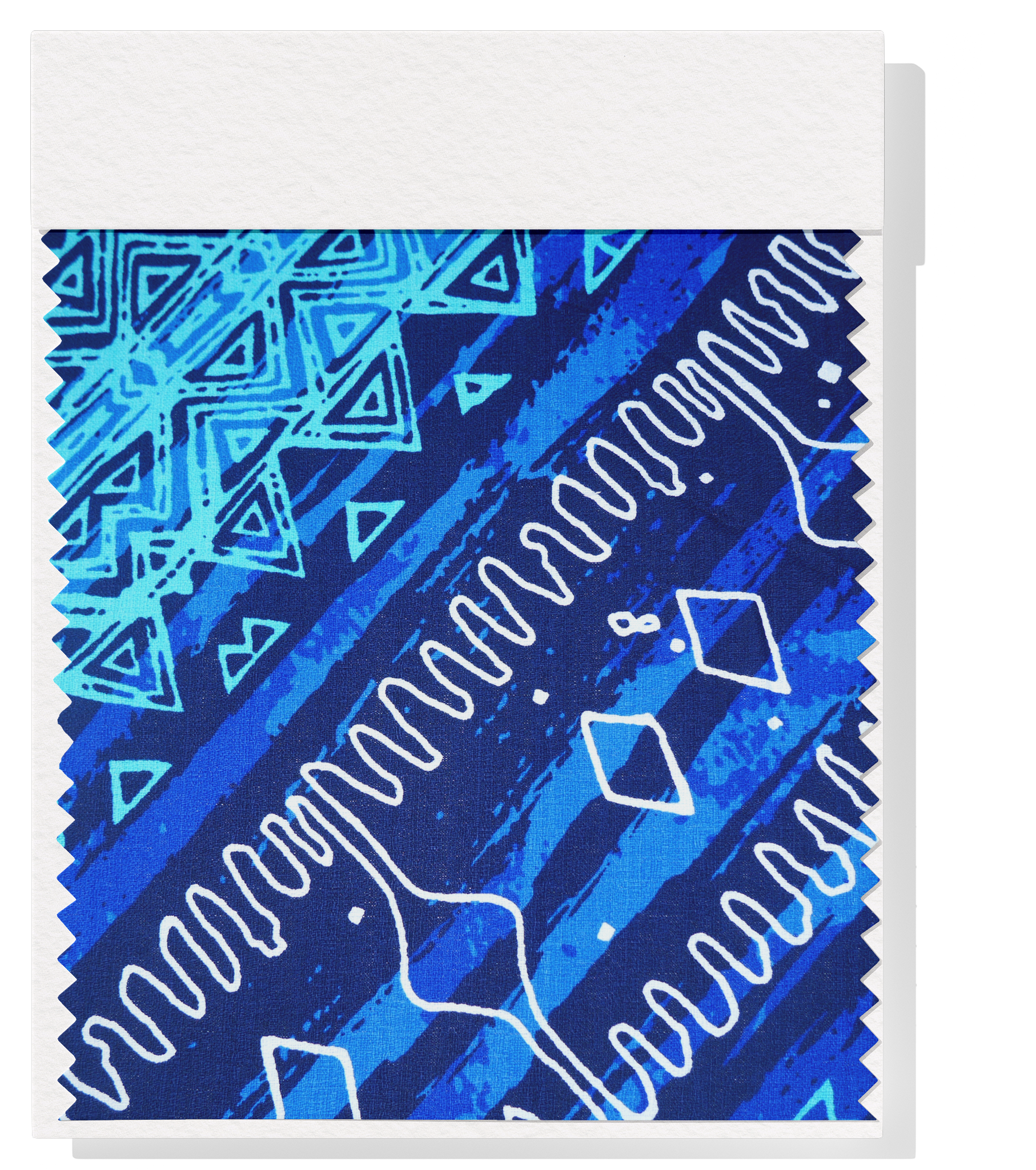 Cotton Dobby Pacific Print $9.00p/m - Design # 5 Royal, Turquoise and White