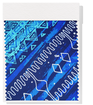 Cotton Dobby Pacific Print $9.00p/m - Design # 5 Royal, Turquoise and White