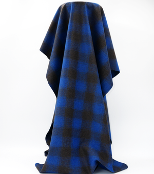 Checked Wool $18.00p/m - Black & Royal (WC10)