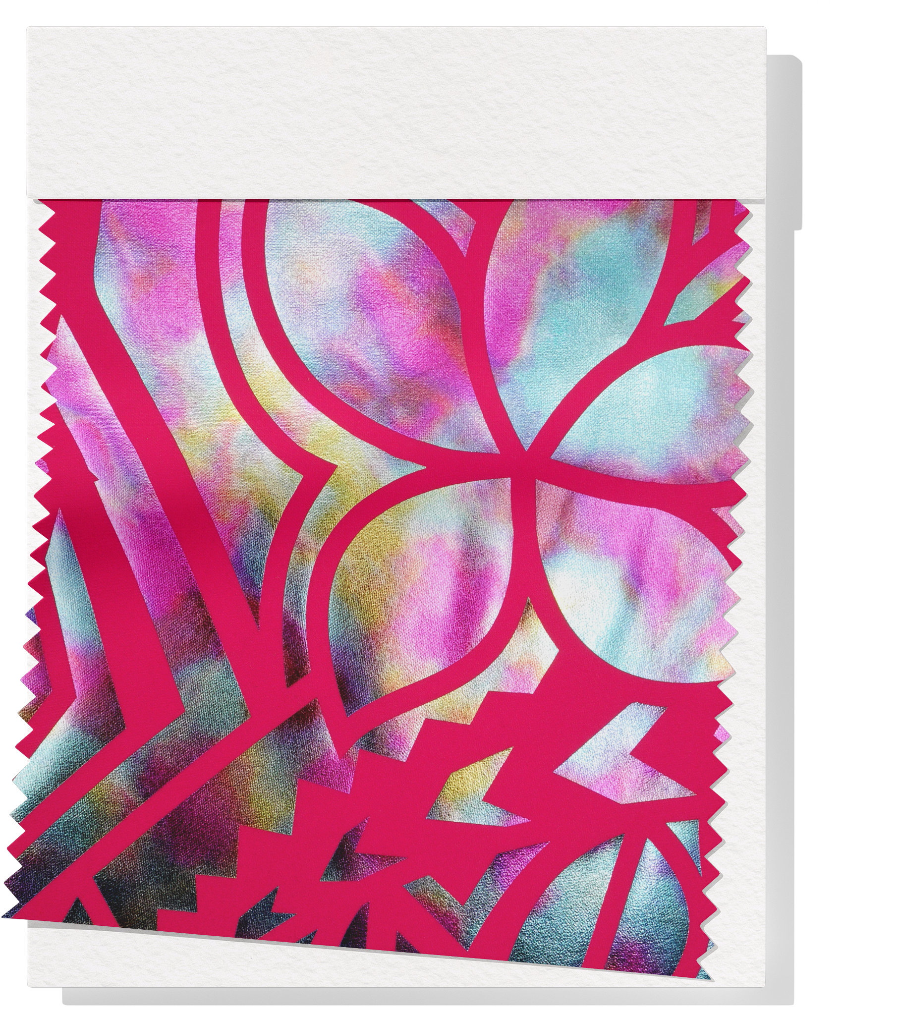 Stretch Polyester Pacific Print $12.00p/m Design #7 - Pink Rainbow