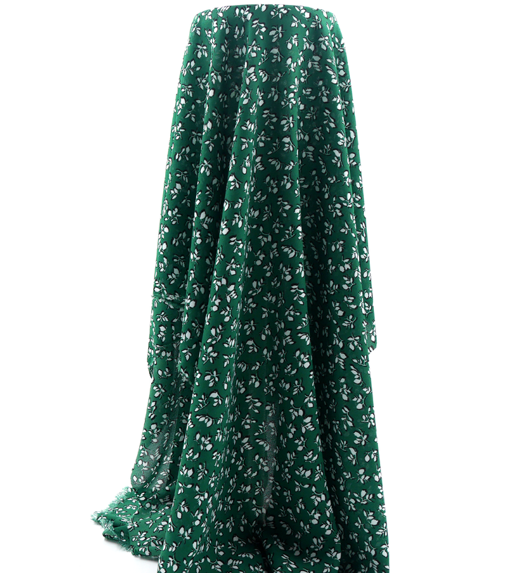 Printed Polyester Chiffon $10.00p/m - Janice Green w/ white flowers