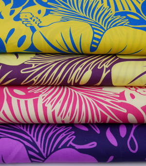 Polyester / Cotton Pacific Print $3.00p/m Design #2 - Purple & Yellow