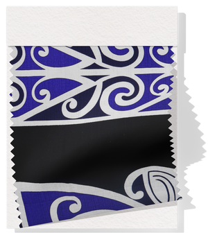 Cotton Dobby Maori Koru Design $10.00p/m - Black & Purple