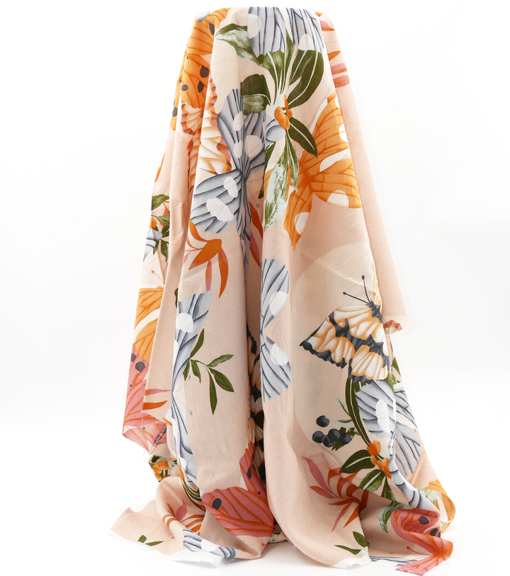 Printed Nylon/Rayon $5.00p/m - Pearl Pink