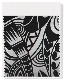 Stretch Polyester Pacific Print $12.00p/m Design #9 - Black & Silver