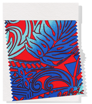 Cotton Dobby Pacific Print $9.00p/m - Design # 1 Aqua, Royal & Red