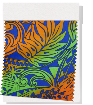 Cotton Dobby Pacific Print $9.00p/m - Design # 1  Royal, Orange & Green