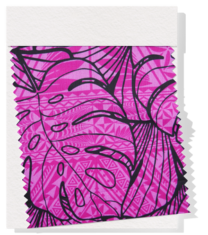Cotton Dobby Pacific Print $9.00p/m - Design # 7 Magenta & Black