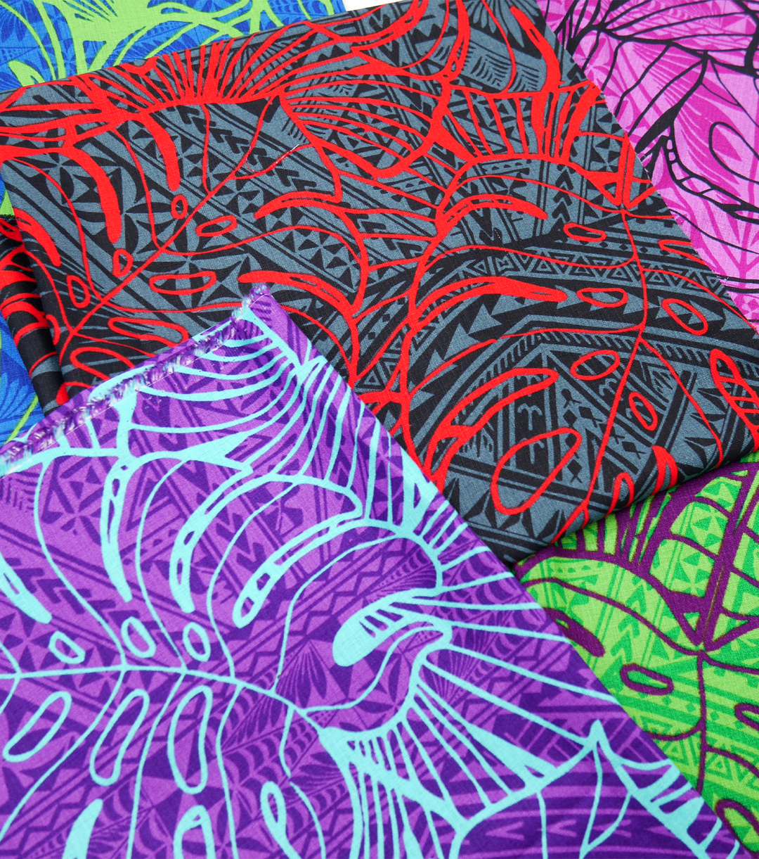 Cotton Dobby Pacific Print $10.00p/m - Design # 7 Green & Maroon