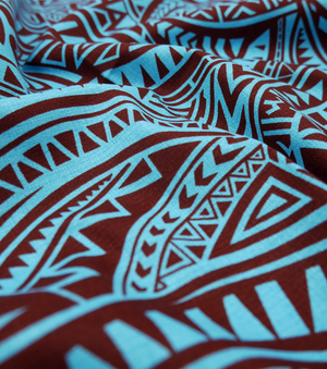 Cotton Dobby Pacific Print $9.00p/m - Design # 6 Blue & Brown