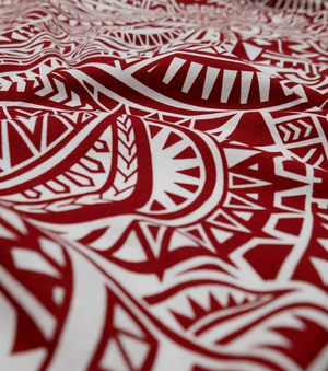 Cotton Dobby Pacific Print $9.00p/m - Design # 6 Burgundy & White