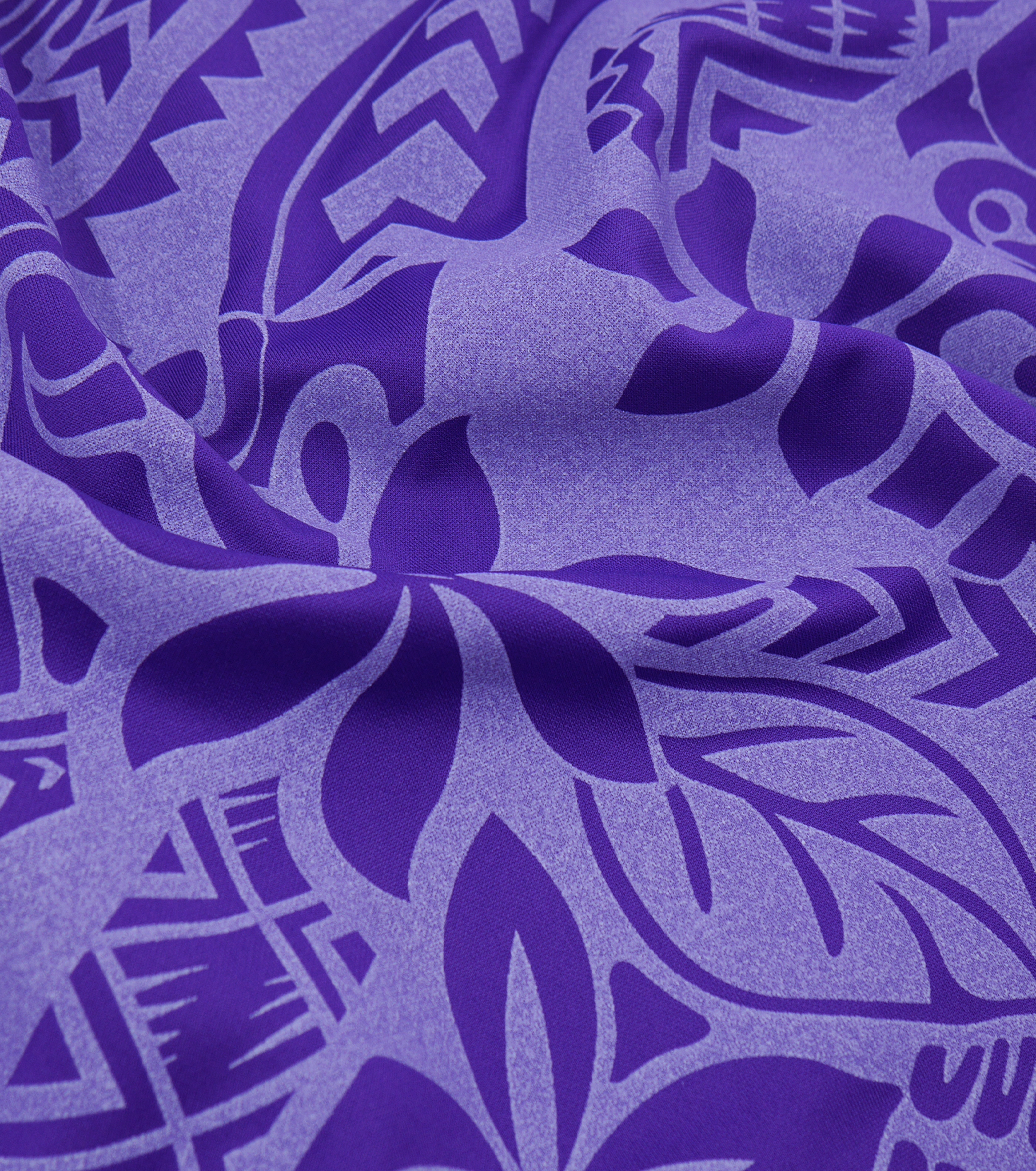 Stretch Polyester Pacific Print $12.00p/m Design #2 - Purple & White