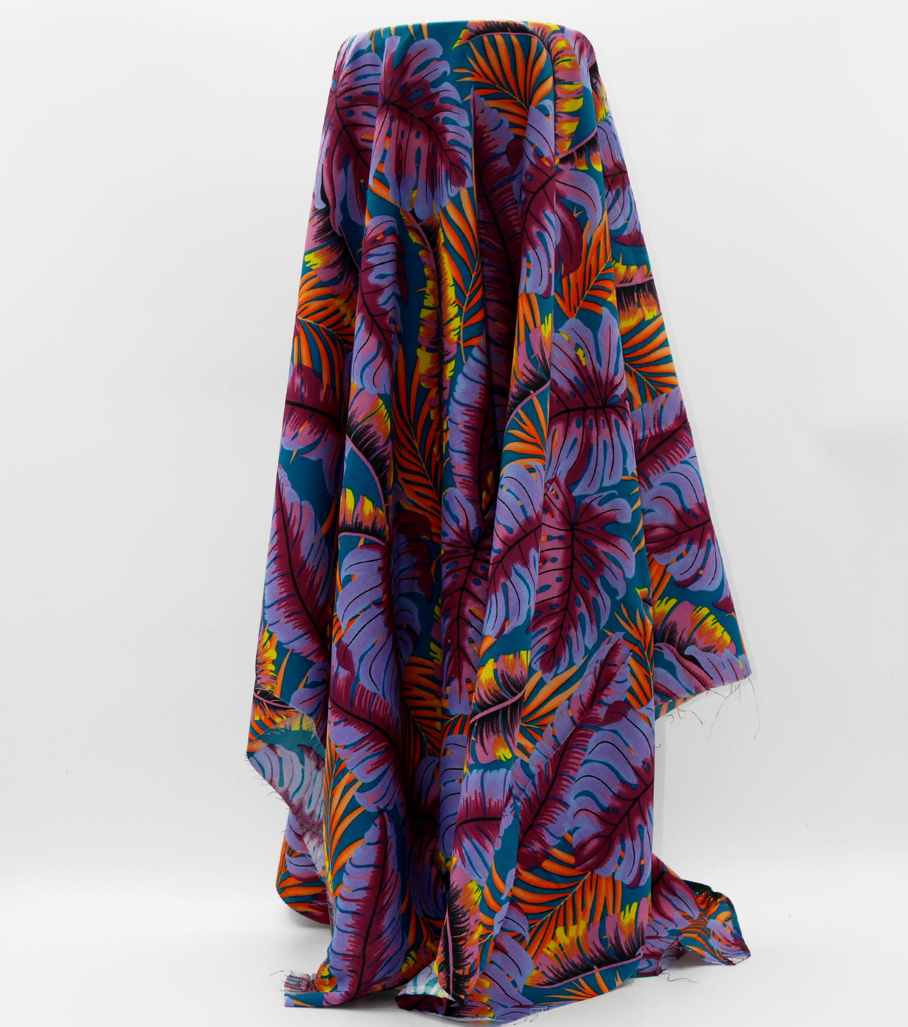 Pacific Printed Rayon $8.00p/m - Teal, Purple & Orange