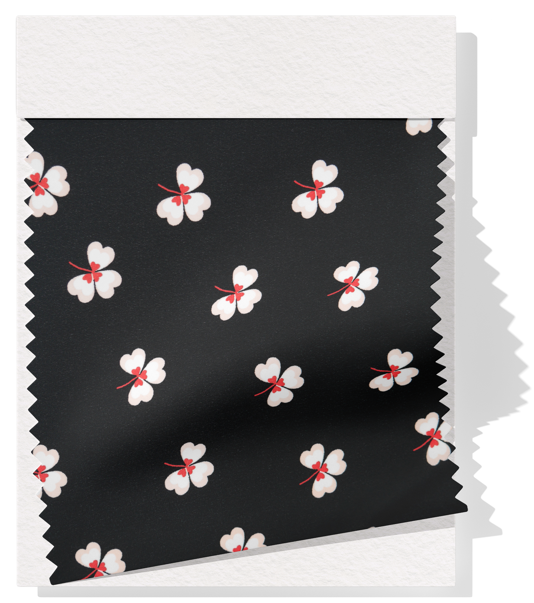 Printed Polyester $10.00p/m - Black w/ white flower  (Online Only)