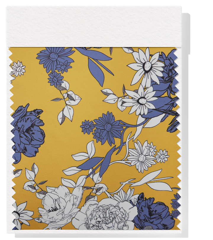 Printed Polyester $10.00p/m Golden Mustard Floral (Online Only)