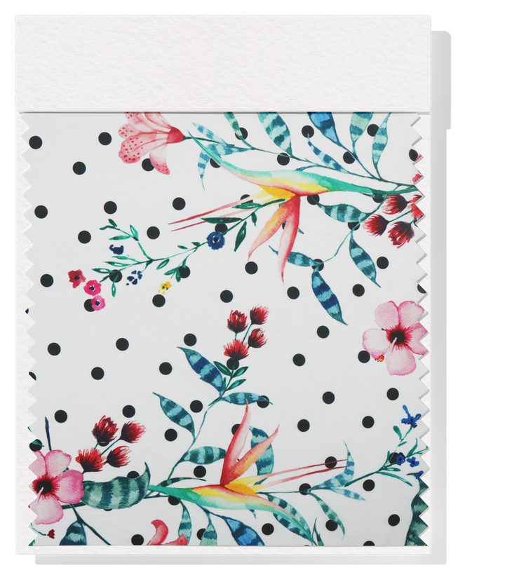Printed Polyester $10.00p/m - White Polkadot Floral