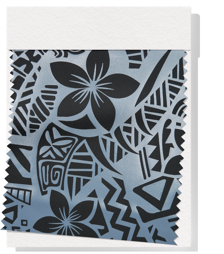 Stretch Polyester Pacific Print $12.00p/m Design #4 - Black & Silver