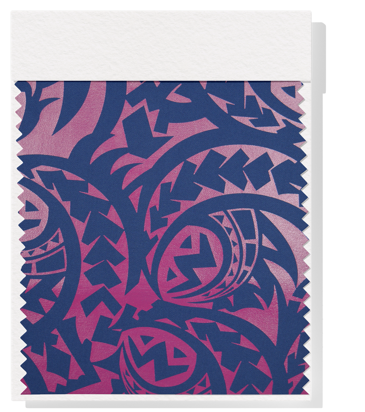 Stretch Polyester Pacific Print $12.00p/m Design #5 - Royal & Magenta