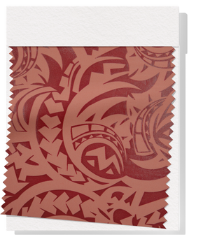 Stretch Polyester Pacific Print $12.00p/m Design #5 - Peach & Burgundy