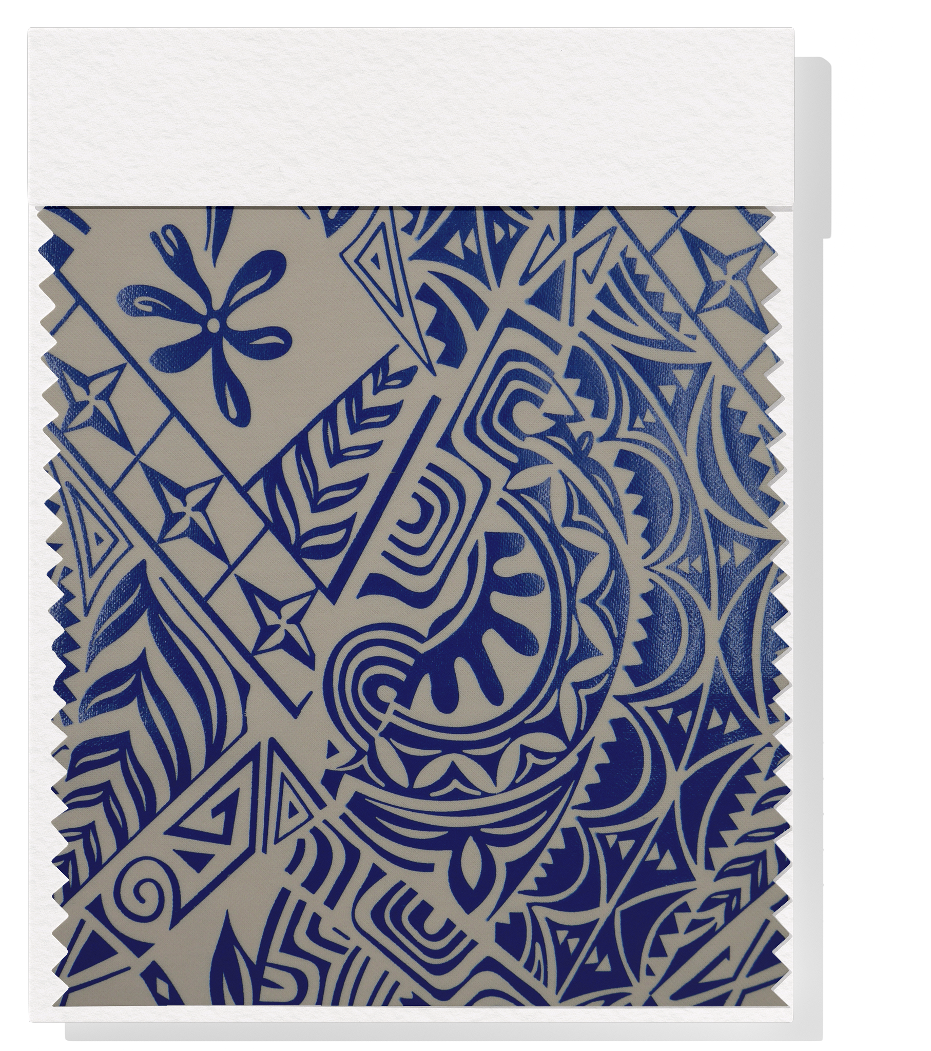 Stretch Polyester Pacific Print $12.00p/m Design #6 - Royal & Cream