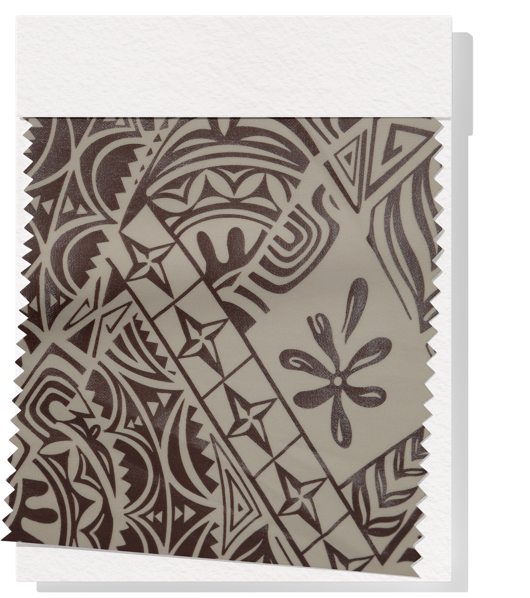 Stretch Polyester Pacific Print $12.00p/m Design #6 - Brown & Cream