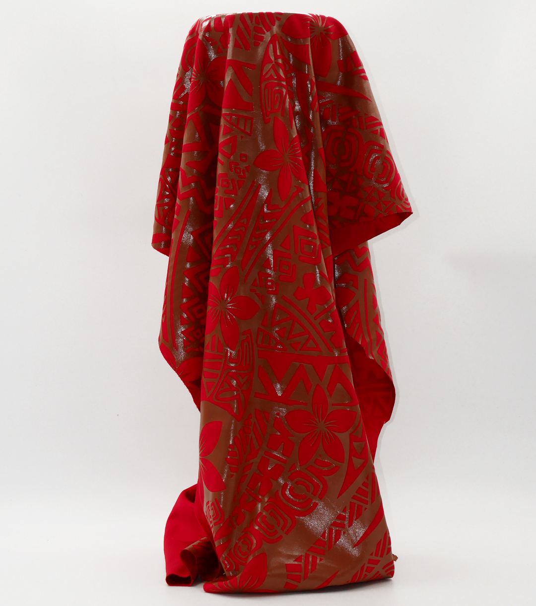 Stretch Polyester Pacific Print $12.00p/m Design #4 - Red & Bronze