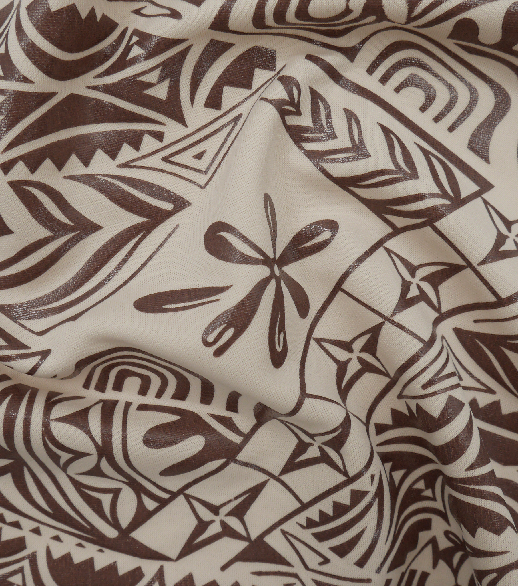 Stretch Polyester Pacific Print $12.00p/m Design #6 - Brown & Cream