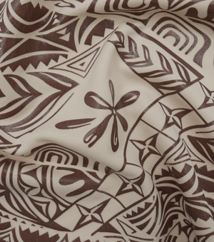 Stretch Polyester Pacific Print $12.00p/m Design #6 - Brown & Cream