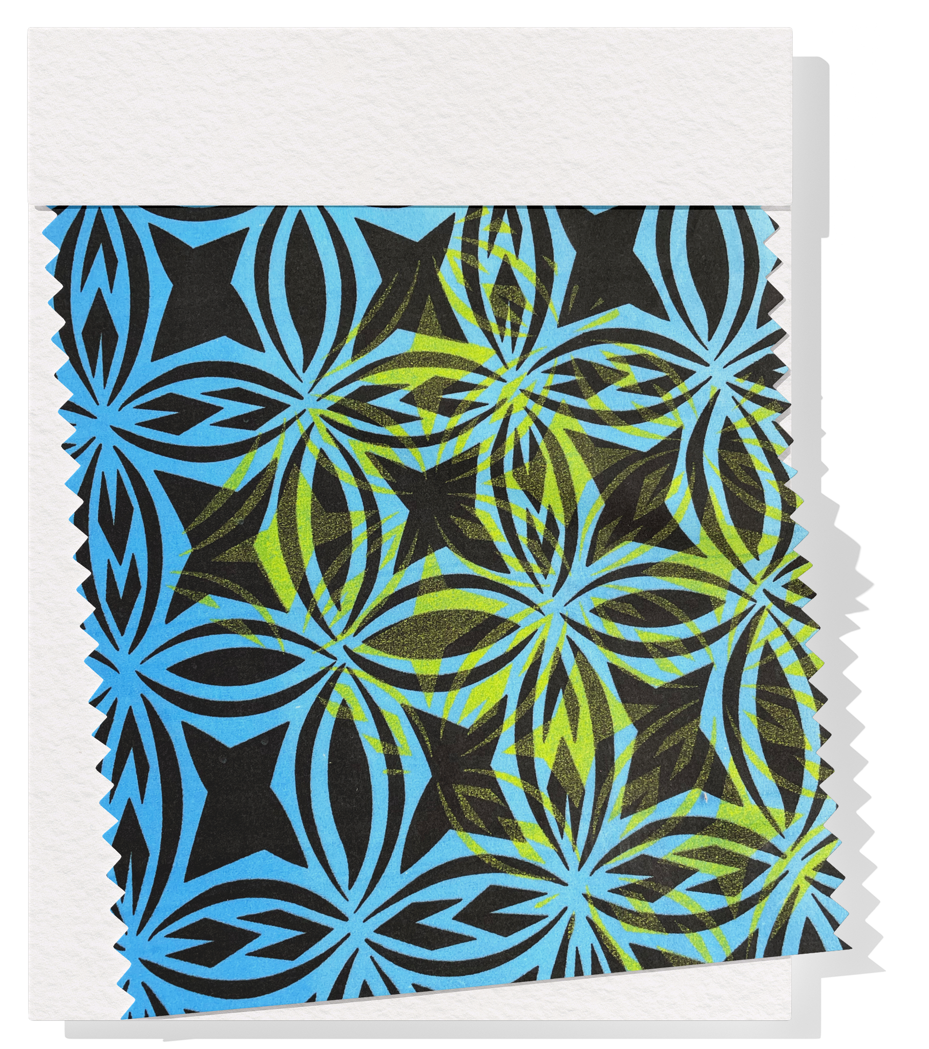Polyester / Cotton Pacific Print $3.00p/m - Blue and Lime